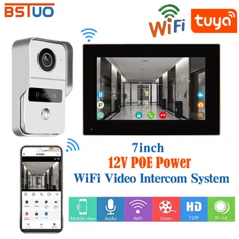 Tuya App vezeték nélküli Wifi POE videó kaputelefon készletek Vizuális csengő rendszer 1080P bejárati ajtótelefon ajtókamera otthoni Villa apartmanhoz
