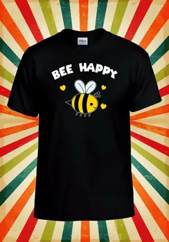 Bee Happy Retro Funny Cool Men Women Vest Tank Top Unisex póló 2714