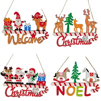 Karácsonyi fa díszek Mikulás hóember jávorszarvasfa üdvözlő krizmtas Noel levél alakú fa függő medálok Navidad 2023 Kerst