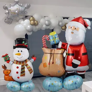Aranyos karácsonyi sorozat Álló léggömbök Karácsonyfa minta Otthoni díszek Hóember alakú parti dekorációk Nagy rajzfilm gyerekjáték