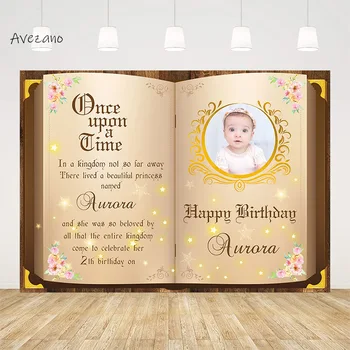 Avezano Photography Háttér Retro mesekönyv Baby Kids születésnapi zsúr Testreszabott háttér Fotóstúdió dekorációs poszter
