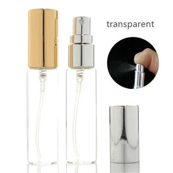 5 ML / 10ML Mini Perfum permetező flakon átlátszó vékony üveg parfümös üveg spray porlasztó üres minta injekciós üvegek újratölthető palack