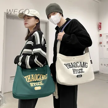 Crossbody táska Pár ins vászon diák hátizsák Női egyvállas szerszámtáska Hip-hop japán postás táska