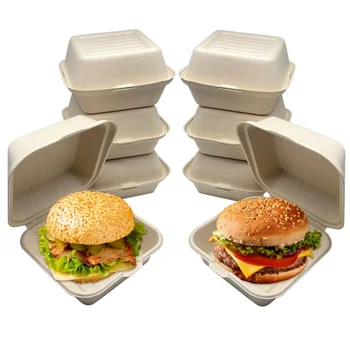 Testreszabott termékBIlebomló komposztálható ételtároló cukornád kipréselt hamburger hamburger doboz csomagolás