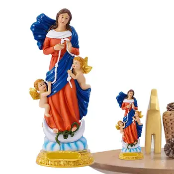 Színes Mária szobor Kiváló gyanta Szent Anya figura Valósághű és hangulatos karácsonyi díszek TV-állványhoz Ágy mellett