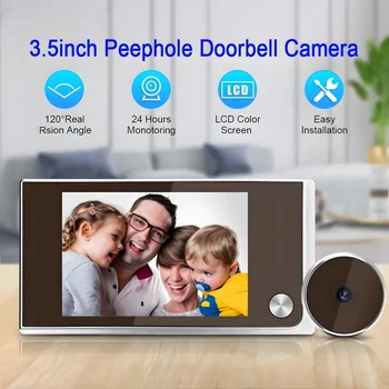 3,5 hüvelykes digitális ajtónyílás kamerával 120 fokos szögű digitális ajtónéző Intelligens otthon kültéri macskaszem vizuális videó csengő