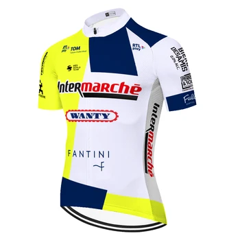 2024 wanty kerékpáros mez fluo sárga rövid ujjú camisa ciclismo masculina maglia kerékpár ruhák enduro maillot ciclismo hombre