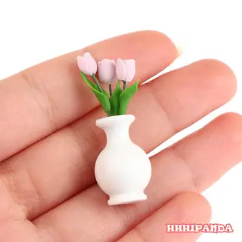 Mini virágváza rózsa virágvázákhoz Szimulációs növények 1/12-es modell Babaház miniatűr otthoni kerti játékbútor dekoráció