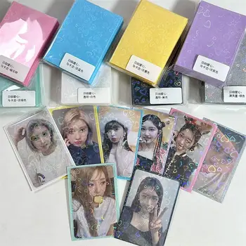 Kártyatartó Kpop kártya hüvelyek Szerelem szív szív Bling fotókártya filmek átlátszó lapos szájú kártyák védő Korea kártya