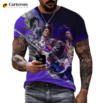 Prince Rogers Nelson nyomtatott 3D póló Férfi Nők Nyári divat Alkalmi Rövid ujjú Hip Hop énekes Harajuku Streetwear felsők