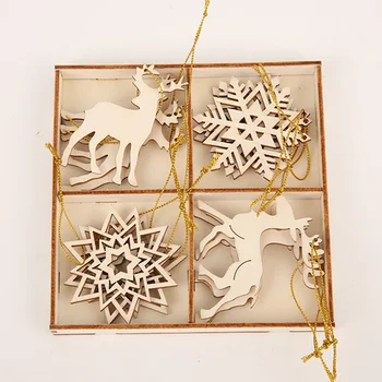Karácsonyi díszek dekoráció Egy 12 darabos doboz a szekrényben Fa koszorú gyöngyök Karácsonyfa függő dekoráció kellékek jávorszarvas hópelyhek