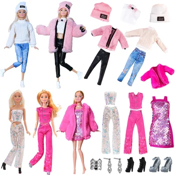 25 stílusos divatruha babaruhák barbie-knak Plüss kabátkabát ruha pulóver nadrág kiegészítők 30CM BJD babához