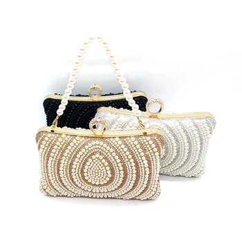 Vintage estélyi táska tömör kuplungok strassz gyöngy pénztárcák női buli menyasszonyi esküvő hölgyek ujj kereszt táska
