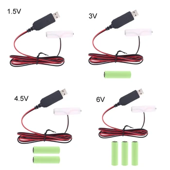 AA Dummy-Batteries adapter levehető USB tápegység kábel kábel csere 1-4db AA elem LED játék távirányítókhoz