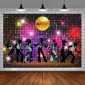 Vintage 80-as évek 90-es évek Disco témájú Let's Glow Crazy Night Party Backdrop Banner Neon táncosok Fényes felnőttek Születésnapi háttér dekoráció