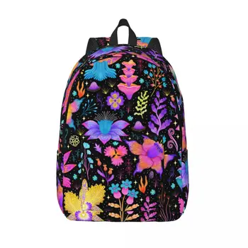 Dopamin Neon Florals hátizsák Botanikai virág Kawaii hátizsákok Férfi Camping Lélegző középiskolai táskák Design hátizsák