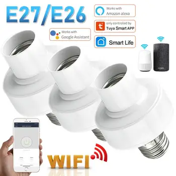WiFi intelligens izzó adapter lámpatartó alap AC Smart Life / Tuya vezeték nélküli hangvezérlés Alexával Google Home E27 E26 65-265V