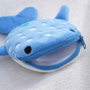 Aranyos kék kis bálnák érme Pénztárca plüss cipzáras érme pénztárca cápa alakú tervező női pénztárca csere pénztárca kulcs fülhallgató tasak