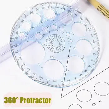 Átlátszó kör alakú rajzsablon Épület zsaluzat műanyag Teljes kör alakú műszer Professzionális szögmérő iroda