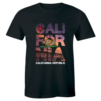 California Republic State póló nyári zászló Bear West Side Cali póló férfi póló