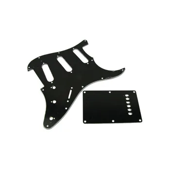 3Ply SSS Pickguard & Back Plate Set for Strat Style gitár, fekete w/screws