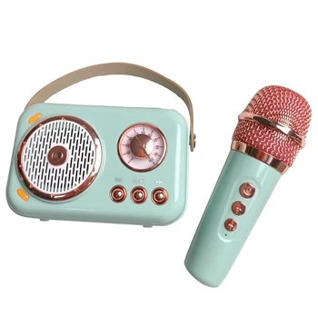  Családi kültéri gyermek karaoke Bluetooth hangszóró vezeték nélküli mikrofon hordozható kártya mélynyomó nagy hangerő