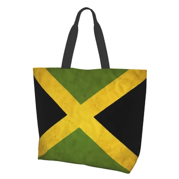 Jamaica Grunge zászló Tote táskák nőknek Újrafelhasználható élelmiszerboltok táskák Nagy bevásárlótáskák