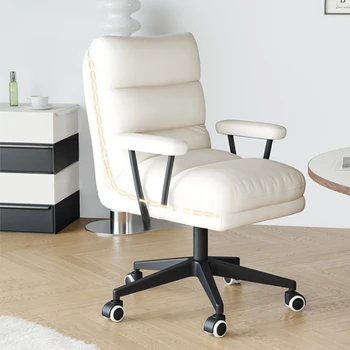 Ergonomikus, több tartományban állítható számítógépes szék Home Cream stílusú forgatható sminkszékek három megelőzési technológiával Szövet