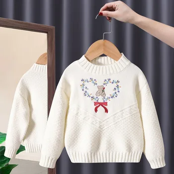 Lány gyöngyös pulóver Gyerek pulóver lányoknak Őszi pulóverek Divatpelyhesítő pulóverek 2023 Gyermek gyermek kötött pulóver
