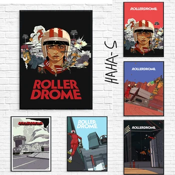 Rollerdrome 2022 Videojáték poszter Vászon nyomtatás Játékborító Fali dekoráció Fali művészet játékteremhez Korcsolyázó játékok Faldekoráció
