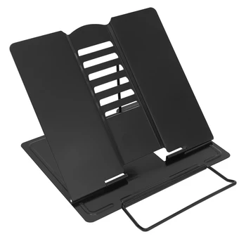 NEW-Desk Book Stand fém olvasóállvány Könyvtartó szöge állítható állvány Dokumentumtartó Hordozható Strapabíró Könnyű (fekete)