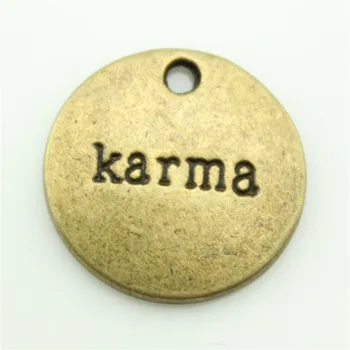 28db/lot 20mm ősi bronz Karma charm medálok DIY ékszerek karkötő nyaklánc fülbevalóhoz