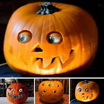 Gyanta Halloween tök dekorációk arccal Borzalmas ijesztő Halloween tök kutya fogak Több szem kancsal tök