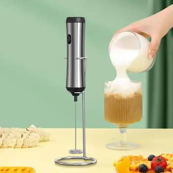 Hordozható elektromos tejhabosító újratölthető habkészítő Kézi habzó Nagy sebességű italkeverő Kávéhabzó pálca Beat tojás