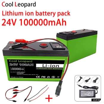 18650 24V 100Ah újratölthető Li-ion akkumulátor, LED lámpához elektromos jármű napelemes tároló csere akkumulátor + töltő