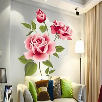 Romantikus Rózsavirág Szerelem 3D fali matrica Lakberendezés Nappali hálószoba konyha Virágbolt matricák Anyák napi ajándék Lakberendezés